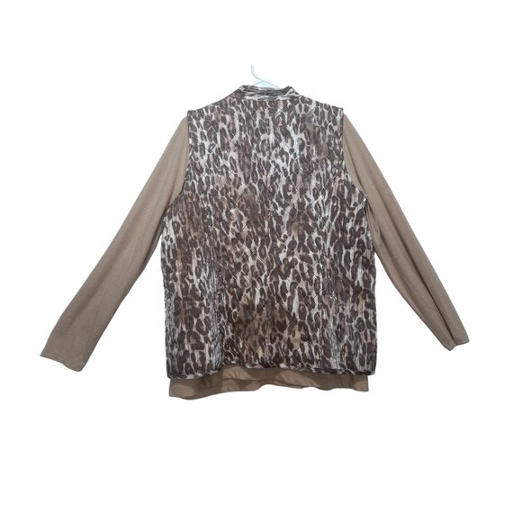 Chicos Leopard Print Puffer Vest with top Womens Large Quilted Classic Preppy - Picture 3 of 16